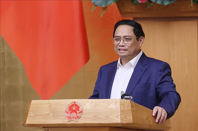 Thủ tướng Phạm Minh Chính chủ trì phiên họp Chính phủ thường kỳ tháng 8 năm 2023. Ảnh: Dương Giang/TTXVN