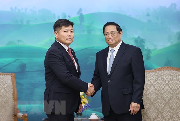 Thủ tướng Phạm Minh Chính tiếp Bộ trưởng Bộ Tư pháp và Nội vụ Mông Cổ Thủ tướng Phạm Minh Chính tiếp Bộ trưởng Tư pháp và Nội vụ Mông Cổ Khishgee Nyambaatar. Ảnh: Dương Giang/TTXVN