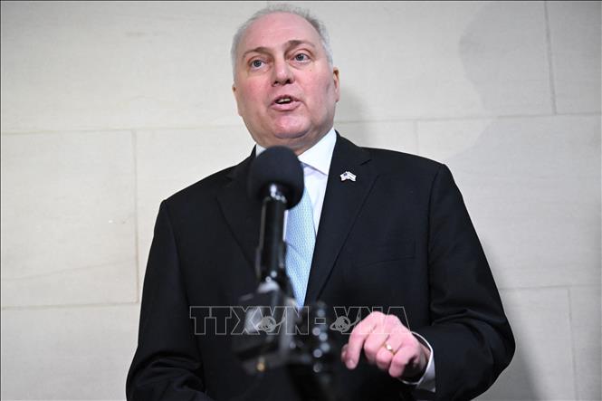 Lãnh đạo đa số tại Hạ viện Mỹ Steve Scalise, ứng viên được các nghị sĩ Cộng hòa đề cử cho chức Chủ tịch Hạ viện, phát biểu tại Washington D.C. Ảnh: AFP/TTXVN