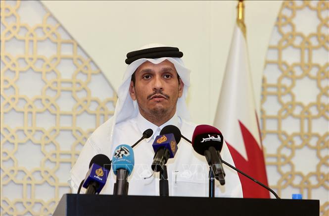 Ông Mohammed Bin Abdulrahman al Thani tại cuộc họp báo ở Doha, Qatar. Ảnh tư liệu: AFP/TTXVN