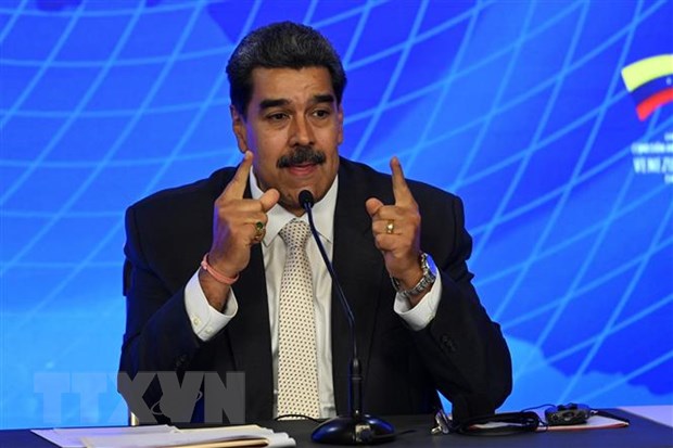 Tổng thống Venezuela Nicolas Maduro tại cuộc họp báo ở Caracas, ngày 12-6-2023. Ảnh: AFP/TTXVN