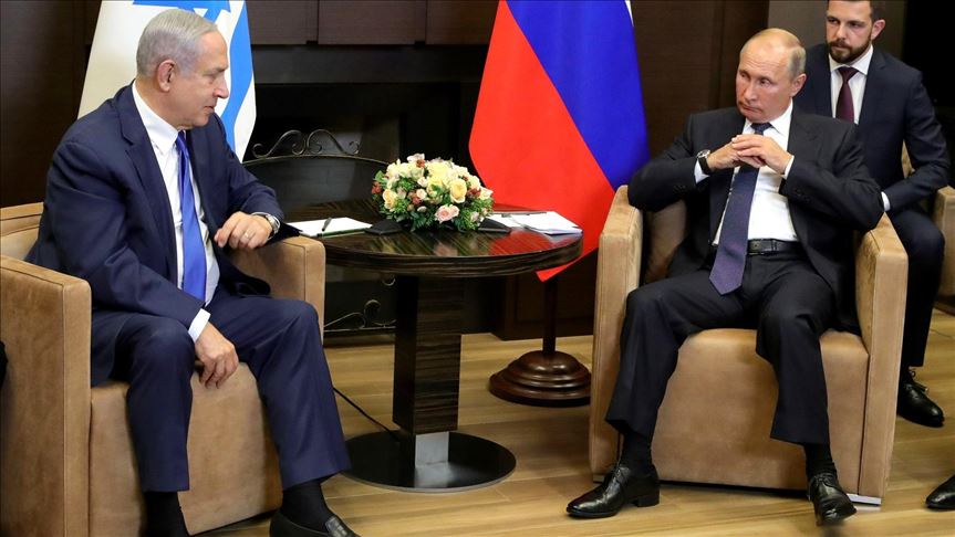 Tổng thống Nga Vladimir Putin (phải) và Thủ tướng Israel Benjamin Netanyahu (trái) gặp nhau tại Sochi, Nga vào ngày 12-9-2019. Ảnh: Điện Kremlin/Anadolu