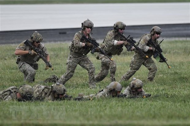 Binh sỹ Mỹ tham gia một buổi huấn luyện tại Hàn Quốc. (Ảnh: AFP/TTXVN)