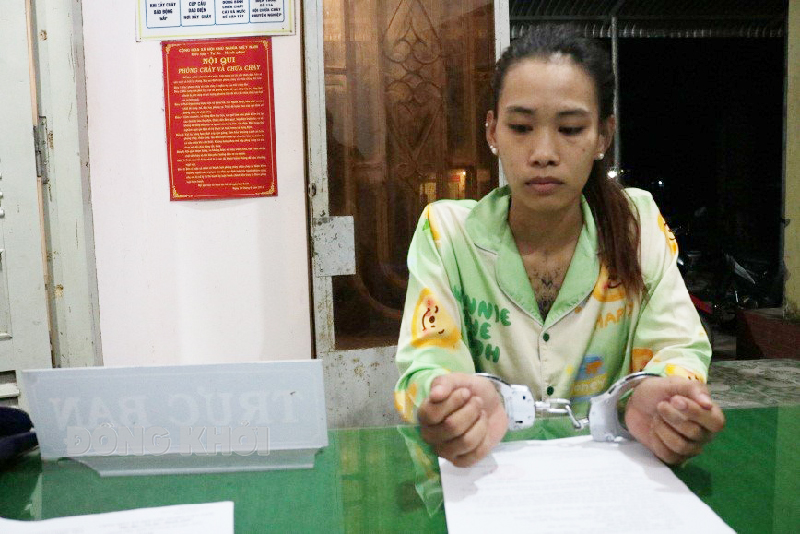 Võ Thị Lam Linh tại cơ quan Công an. Ảnh: Phương Quyên.