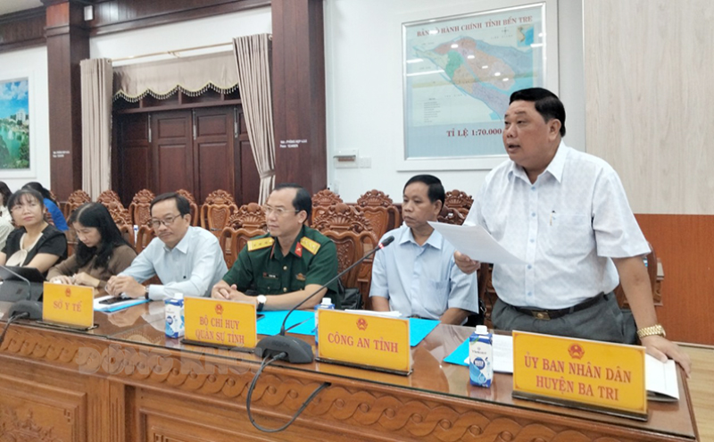 Phát biểu của đại diện lãnh đạo UBND huyện Ba Tri tại buổi làm việc với đoàn giám sát.