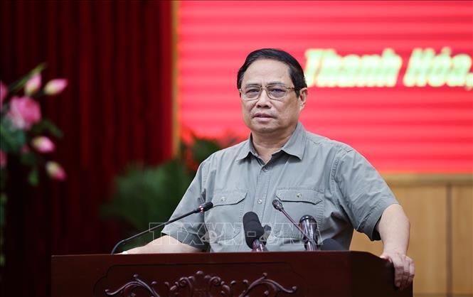 Thủ tướng Phạm Minh Chính kết luận buổi làm việc. Ảnh: Dương Giang/TTXVN