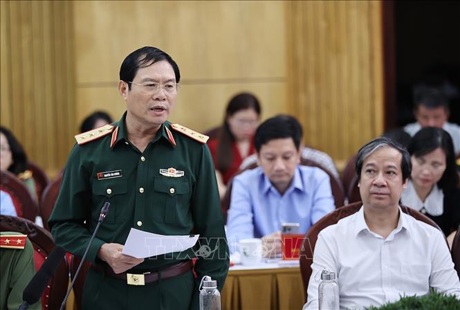 Thượng tướng Nguyễn Tân Cương, Tổng Tham mưu trưởng QĐND Việt Nam, Thứ trưởng Bộ Quốc phòng phát biểu. Ảnh: Dương Giang/TTXVN