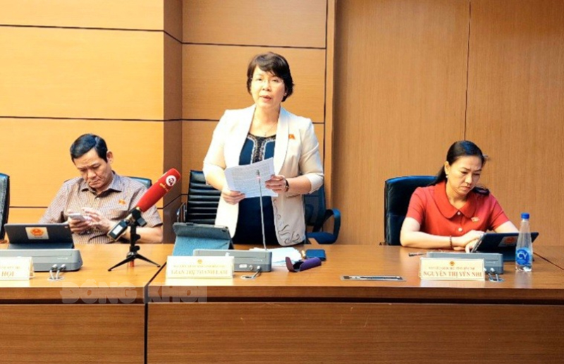 Đại biểu Trần Thị Thanh Lam phát biểu tại phiên thảo luận Tổ chiều 10-11-2023.