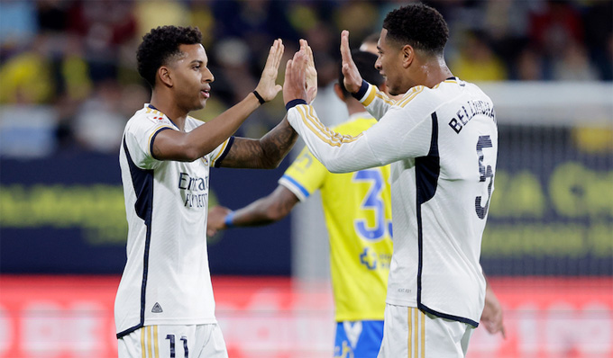 Rodrygo và Bellingham thay nhau tỏa sáng mang về chiến thắng cho Real