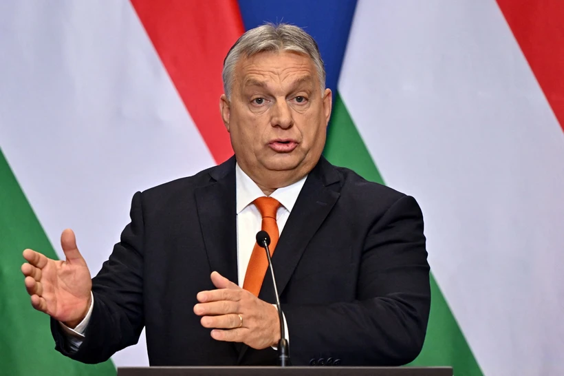 Thủ tướng Hungary Viktor Orban phát biểu tại cuộc họp báo ở Budapest. Ảnh: AFP/TTXVN
