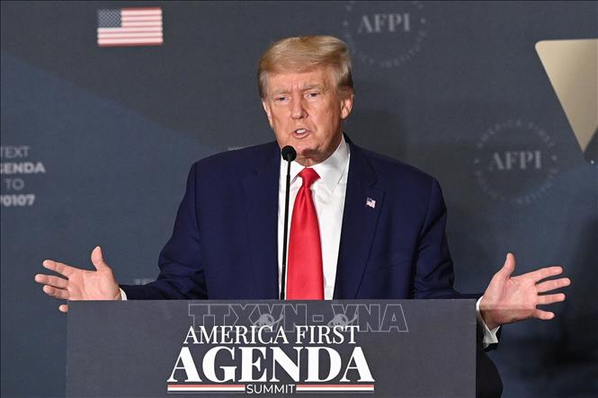  Cựu Tổng thống Mỹ Donald Trump phát biểu tại Washington, DC, Mỹ. Ảnh: AFP/TTXVN