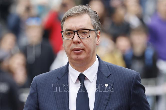 Tổng thống Serbia Aleksandar Vucic tới dự một hội nghị ở Praha, CH Séc ngày 6-10-2022. Ảnh: AFP/TTXVN