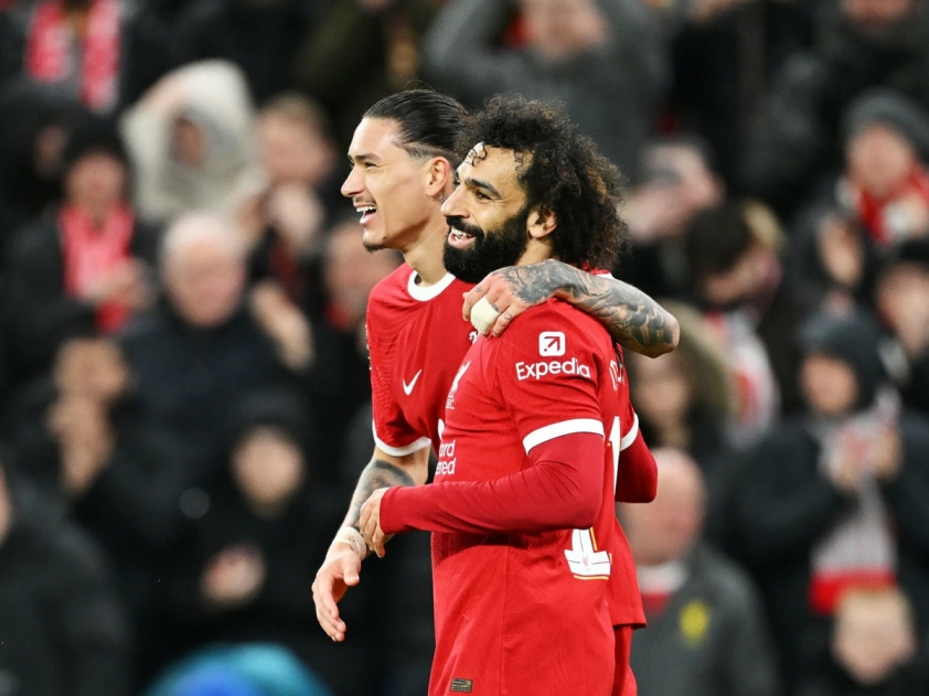 Salah vào sân và ấn định thắng lợi hoành tráng 5-1 giành cho Liverpool. Ảnh: Getty