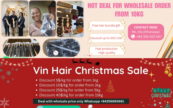 Vin Hair Vendor - top 1 nhà máy tóc Việt Nam Vin Hair Vendor thường xuyên cung cấp nhiều ưu đãi và khuyến mãi hấp dẫn cho khách hàng
