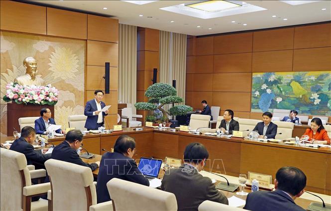 Sẽ tổ chức Cuộc vận động sáng tác ca khúc về đề tài Quốc hội và Hội đồng nhân dân Chủ tịch Quốc hội Vương Đình Huệ phát biểu chỉ đạo. Ảnh: Nhan Sáng/TTXVN
