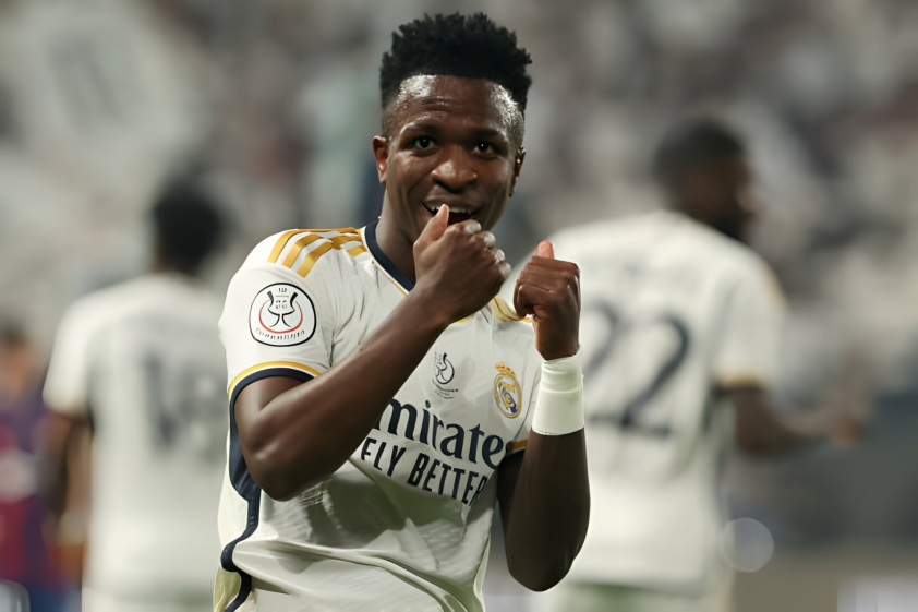 Vinicius lập hattrick chỉ 39 phút trong trận chung kết Siêu cúp Tây Ban Nha. Ảnh: Getty