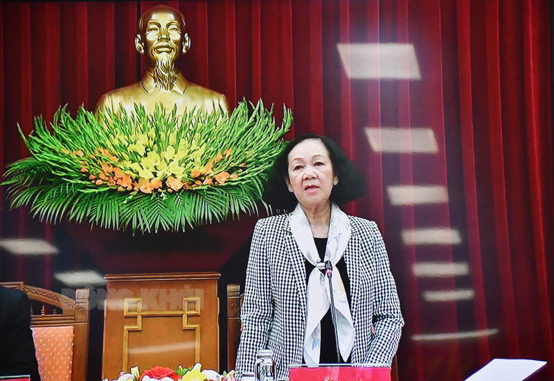 Thường trực Ban bí thư Trương Thị Mai phát biểu kết luận hội nghị.