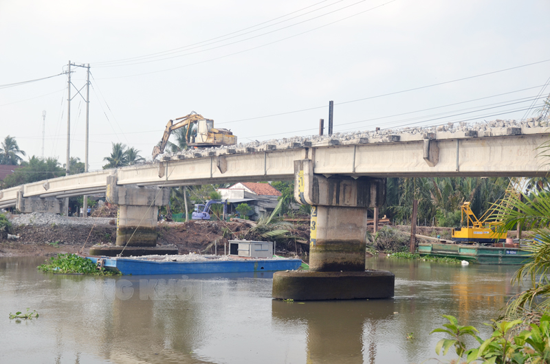 Thi công Dự án Hạ tầng thiết yếu hỗ trợ phát triển vùng cây ăn trái hoa kiểng khu vực Mỏ Cày Bắc và huyện Chợ Lách.