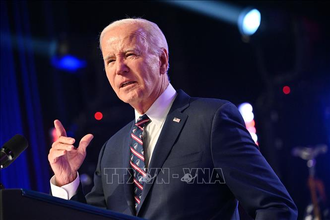 Tổng thống Mỹ Joe Biden phát biểu tại Blue Bell, Pennsylvania, ngày 5-1-2024. Ảnh: AFP/TTXVN