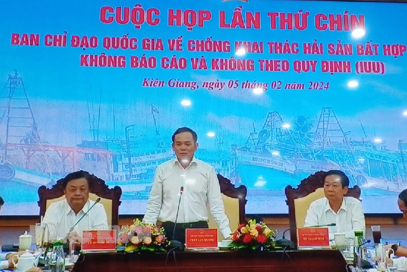 Phó thủ tướng Chính phủ Trần Lưu Quang kết luận cuộc họp tại điểm cầu tỉnh Kiên Giang.