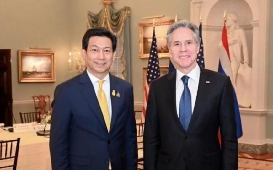 Thái Lan, Mỹ nhất trí mở rộng hợp tác quân sự, kinh tế Ngoại trưởng Thái Lan Panpree Bahiddha-Nukara và người đồng cấp Mỹ Antony Blinken. Ảnh: baoquocte.vn