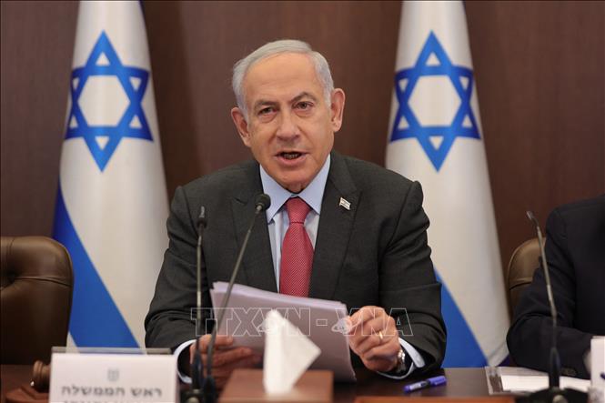 Thủ tướng Israel Benjamin Netanyahu phát biểu trong cuộc họp nội các ở Jerusalem ngày 19-3-2023. Ảnh: AFP/TTXVN