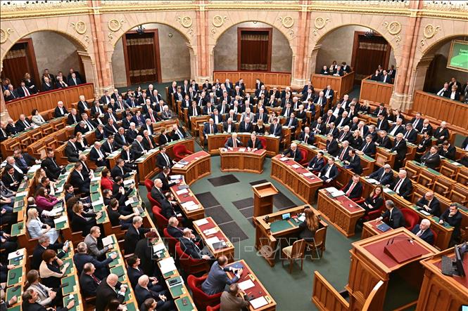 Toàn cảnh phiên họp của Quốc hội Hungary nhằm thông qua nỗ lực gia nhập NATO của Thụy Điển, tại Budapest ngày 26-2-2024. Ảnh: AFP/TTXVN