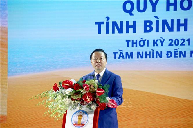 Công bố Quy hoạch tỉnh Bình Thuận thời kỳ 2021- 2030, tầm nhìn 2050 Phó thủ tướng Chính phủ Trần Hồng Hà phát biểu tại Lễ công bố. Ảnh: Nguyễn Thanh/TTXVN