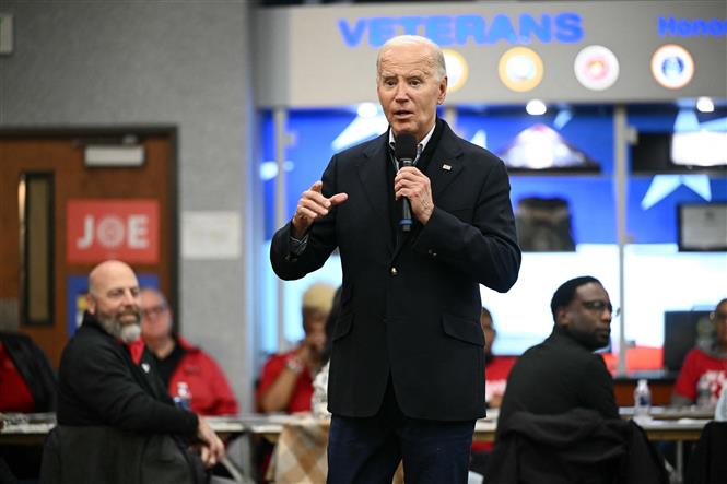 Tổng thống Mỹ Joe Biden trong cuộc vận động tranh cử ở bang Michigan ngày 1-2-2024. Ảnh: AFP/TTXVN