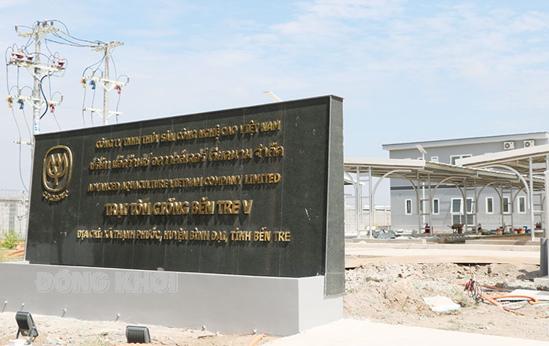 Một góc Trại tôm giống Bến Tre 5 (CADET) đang trong quá trình xây dựng vào tháng 12-2023.