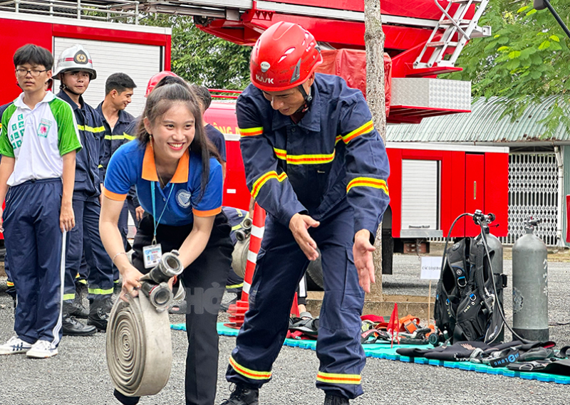 Các hoạt động trải nghiệm, thực hành sẽ được cán bộ Phòng Cảnh sát phòng cháy chữa cháy và cứu nạn cứu hộ Công an tỉnh tuyên truyền.