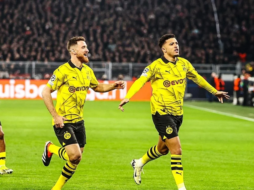 Sancho ghi bàn thắng sớm cho Dortmund ở trận lượt về. Ảnh: X.