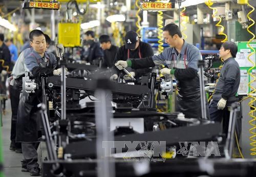 Hàn Quốc: Dự báo thiếu 900.000 việc làm trong 8 năm tới Công nhân làm việc tại một nhà máy sản xuất ô tô ở Pyeongtaek, Hàn Quốc. Ảnh minh họa: AFP/TTXVN