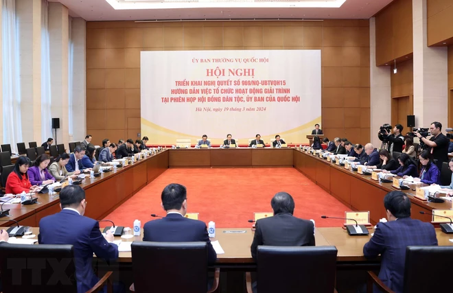 Nâng cao hiệu quả hoạt động giải trình của các cơ quan của Quốc hội Quang cảnh hội nghị. Ảnh: An Đăng/TTXVN