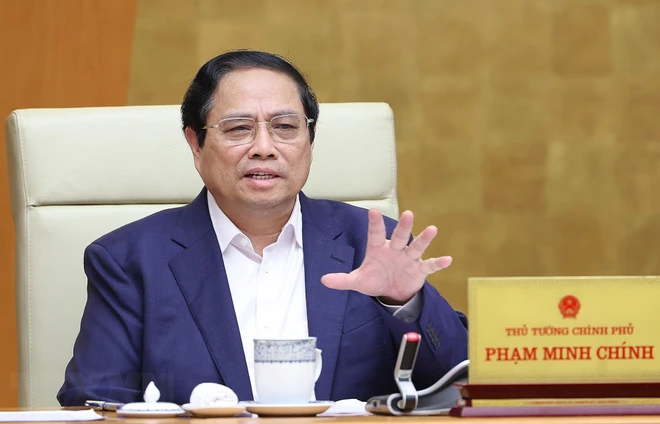 Xây dựng pháp luật phải thể chế hóa tối đa chủ trương, đường lối của Đảng Thủ tướng Phạm Minh Chính chủ trì Phiên họp Chính phủ chuyên đề về xây dựng pháp luật tháng 3-2024. (Ảnh: Dương Giang/TTXVN)