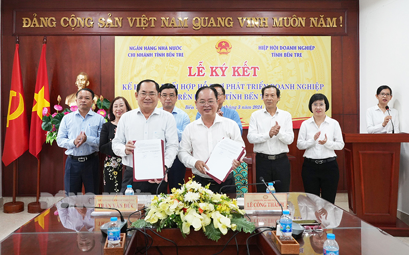 Ngân hàng Nhà nước Chi nhánh tỉnh Bến Tre và Hiệp hội Doanh nghiệp tỉnh Bến Tre đã ký kết kế hoạch phối hợp.