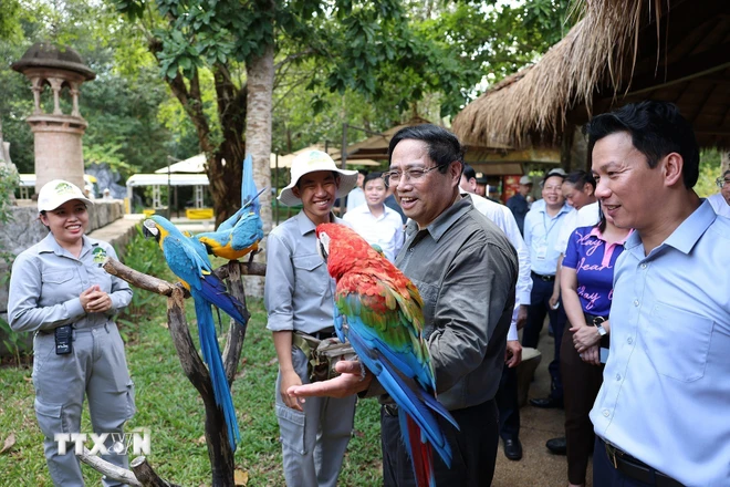 Thủ tướng Phạm Minh Chính thăm công viên bảo tồn động vật hoang dã tại Phú Quốc. Ảnh: Dương Giang/TTXVN