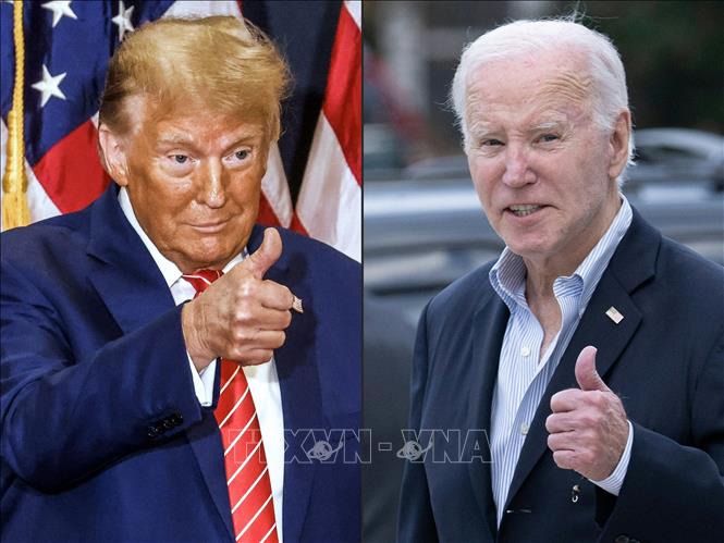 Tổng thống Mỹ Joe Biden (phải) và cựu Tổng thống Donald Trump. Ảnh: AFP/TTXVN