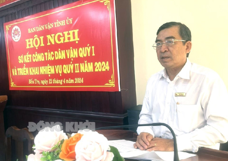 Phát biểu của Trưởng ban Dân vận Tỉnh ủy Bùi Văn Bia.