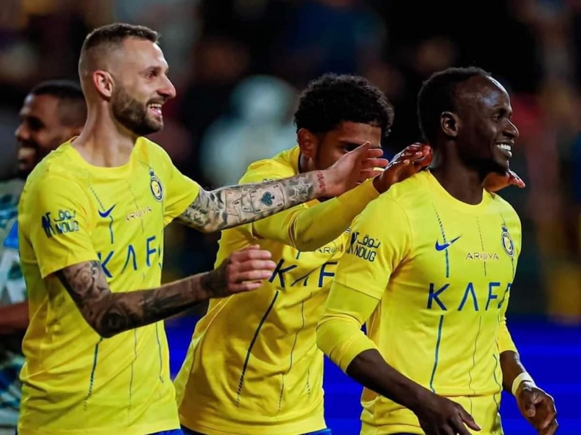 Vắng Ronaldo, Al Nassr chỉ cần 10 phút để ngược dòng ngoạn mục Mane lấy công chuộc tội với cú đúp bàn thắng. Ảnh: X