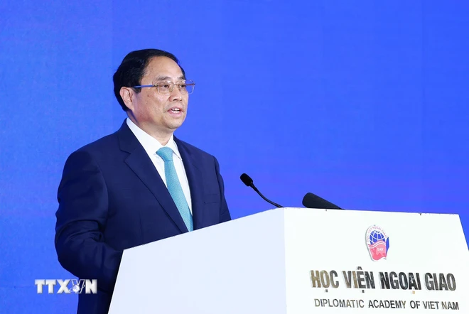 Thủ tướng Phạm Minh Chính phát biểu tại Diễn đàn Tương lai ASEAN 2024. Ảnh: Dương Giang/TTXVN