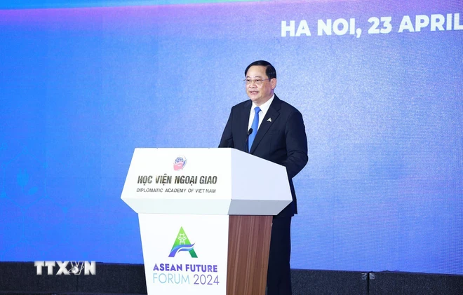 Thủ tướng Lào Sonexay Siphandone phát biểu tại Diễn đàn Tương lai ASEAN 2024. Ảnh: Dương Giang/TTXVN