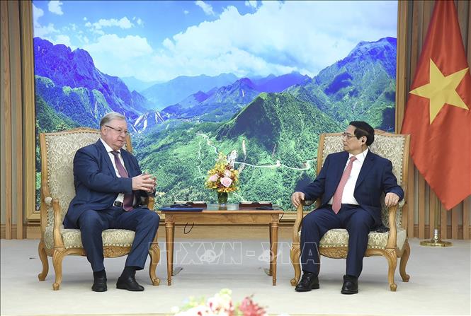 Thủ tướng Phạm Minh Chính tiếp Chủ tịch Hội Luật gia Liên bang Nga Thủ tướng Phạm Minh Chính tiếp Chủ tịch Hội Luật gia Liên bang Nga Sergey Stepashin. Ảnh: Dương Giang/TTXVN