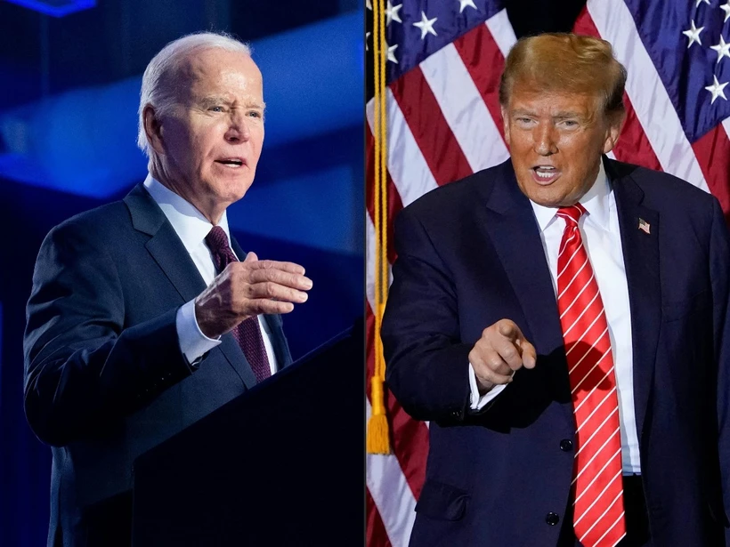 Bầu cử Mỹ 2024: Ông Trump vẫn dẫn trước Tổng thống Biden trong các cuộc thăm dò Tổng thống Mỹ Joe Biden (trái) và cựu Tổng thống Donald Trump. (Ảnh: AFP/TTXVN)