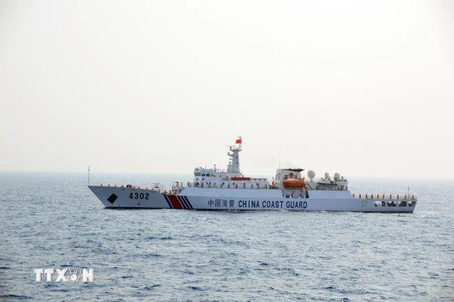 Tàu kỳ hạm 4302 của Cảnh sát Biển Trung Quốc. (Ảnh: Mạnh Thường/TTXVN)