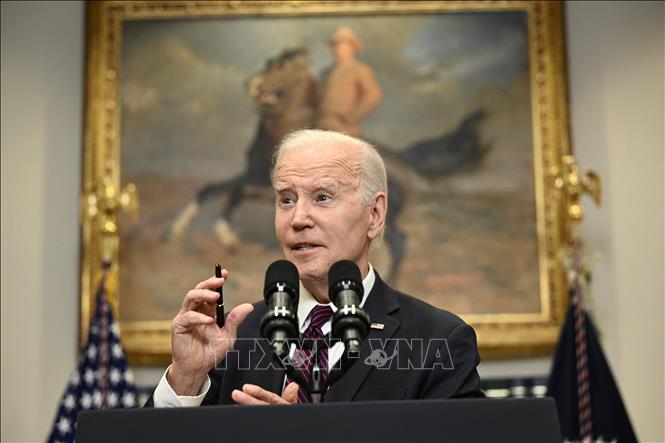 Tổng thống Mỹ Joe Biden phát biểu tại cuộc họp báo ở Washington, DC ngày 9-5-2023. Ảnh: AFP/TTXVN