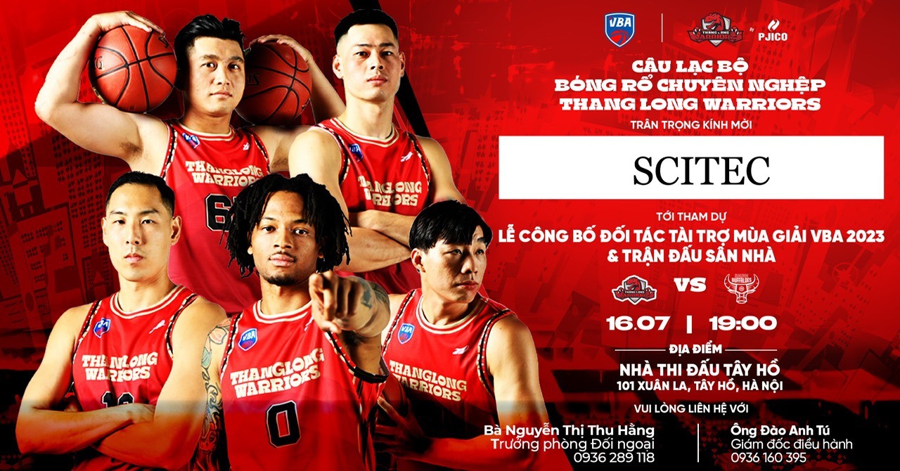 Scitec Nutrition là nhà tài trợ chính của Thang Long Warriors giải VBA 2023