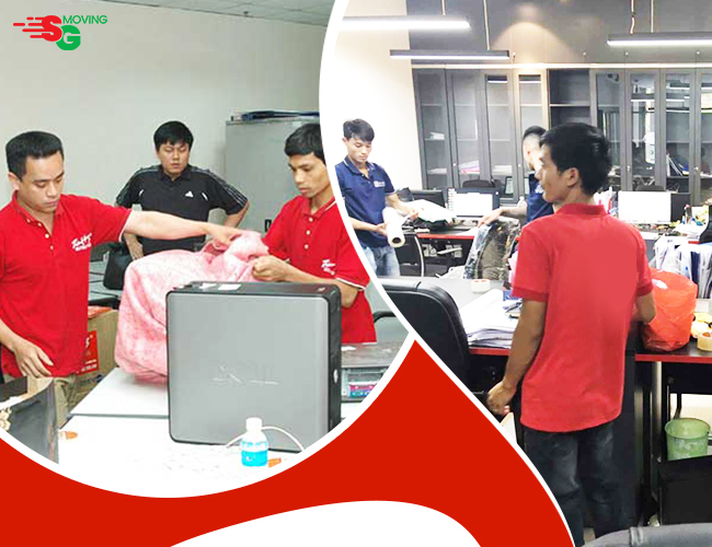 Dịch vụ chuyển dọn nhà trọn gói giá rẻ, nhanh chóng tại Kiên Giang của SG Moving Nhân viên của Dịch vụ chuyển đồ SG Moving đang dọn đồ cho khách