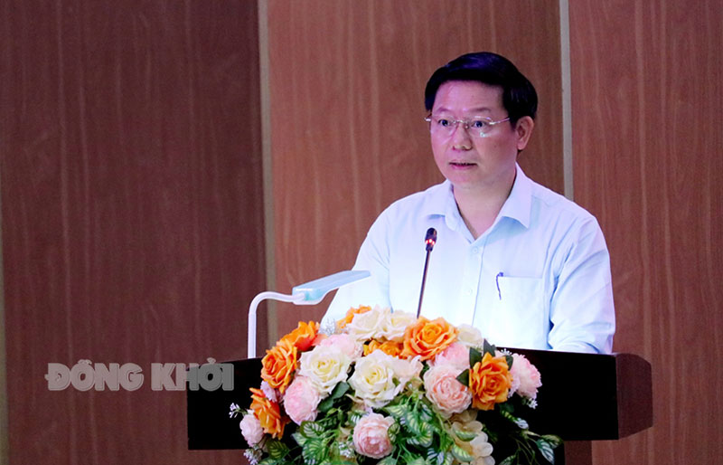 Phó bí thư Thường trực Tỉnh uỷ Trần Thanh Lâm phát biểu khai mạc hội nghị. Ảnh: Đức Tài