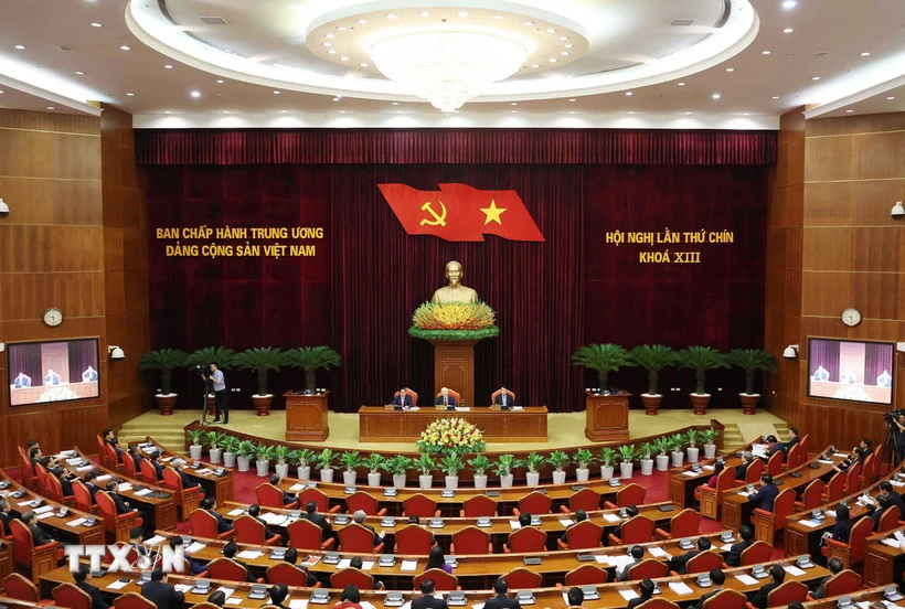 Bế mạc Hội nghị lần thứ chín Ban Chấp hành Trung ương Đảng khóa XIII Phiên bế mạc Hội nghị lần thứ 9 Ban Chấp hành Trung ương Đảng khóa XIII. (Ảnh: Thống Nhất/TTXVN)